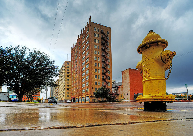 downtown on a rare rainy morning.