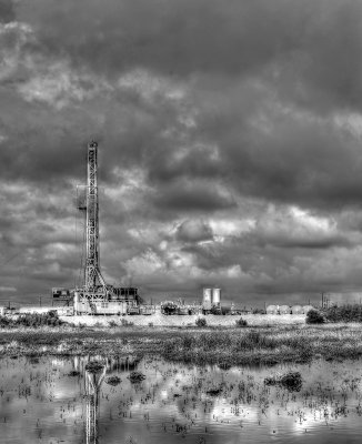 Oil drilling rig next to the preserve
