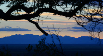 Looking West across the Tularosa basin towards the Organ Mountains from Oliver Lee camp site