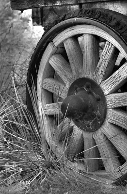 Old wagon wheel.