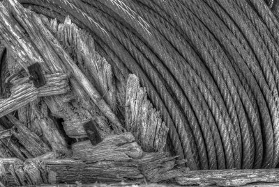 old spool of wire rope