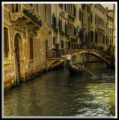 A gondola ride in the canal of Venice