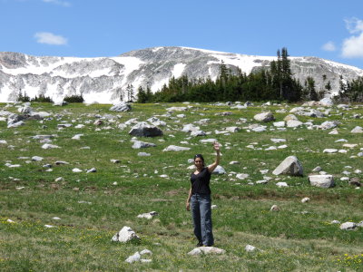 Jackie amidst the alpine beauty of the Snowy Range near Laramie, Wyoming. 6/29/2015