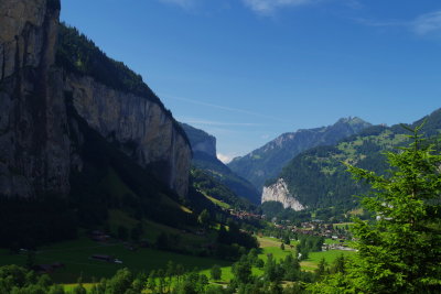 Picturesque Lauterbrunnen, Switzerland - nestled in the fabled valley of 72 waterfalls.