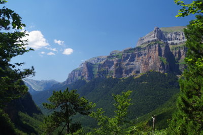 View of the Ordesa Valley, Monte Perdido Nat'l Park, Spain. July 18, 2016. 
