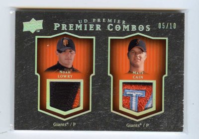 2008 Upper Deck Premier Matt Cain Noah Lowry Dual Patch 5 of 10