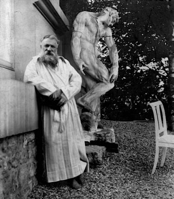 1900's - Rodin with his sculpture The Creation of Man