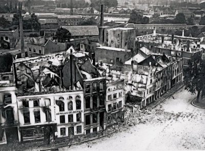 September 1914 - Medieval city center of Termonde destroyed by the Germans