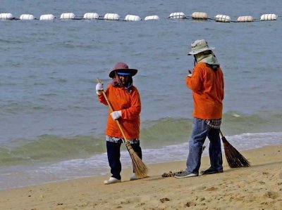 Cleaning the beach