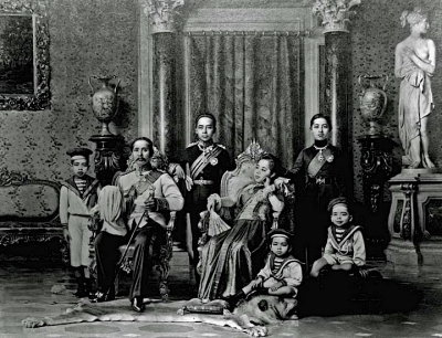 1890 - King Chulalongkorn with Queen Saovabha and their sons