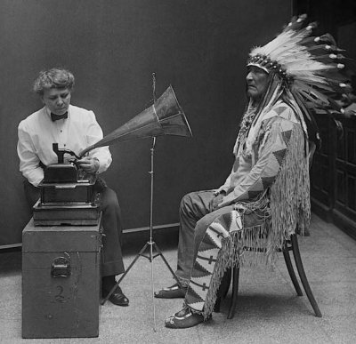 February 9, 1916 - Mountain Chief of Piegan Blackfeet making a recording