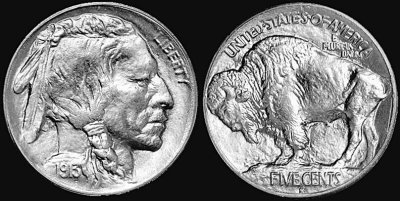 1913 - Buffalo nickel designed and first minted