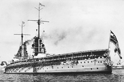 c. 1914 - Battleship on parade for Kaiser Wilhelm II