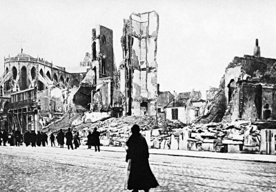 August 1914 - Louvain, Belgium destroyed by the Germans
