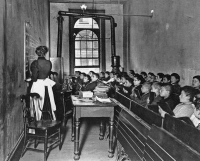 1890 - Class in a condemned school