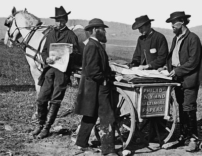 1863 - Newspaper vendor with Union soldiers