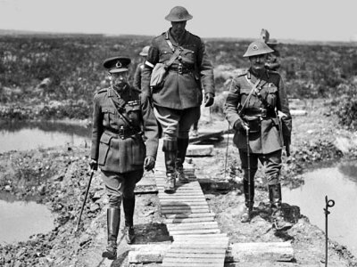 April 1917 - King George V (left) with escorts