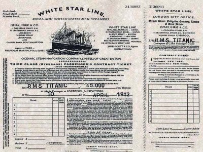 April 1912 - An actual boarding pass for the Titanic