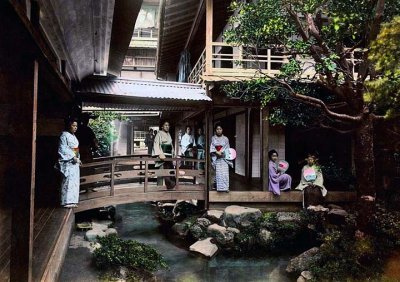 1880's - Inner courtyard of a large tea house