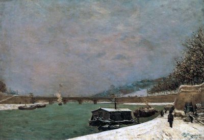 1873 - The Seine at the Pont d'Ina, Snowy Weather