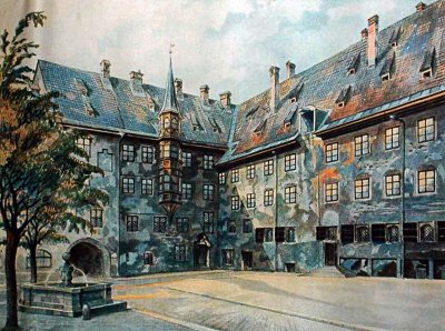 1914 - The Courtyard of the Old Residency in Munich