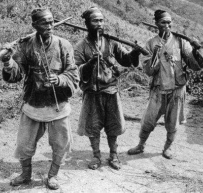 c. 1900 - Tiger hunters outside Seoul