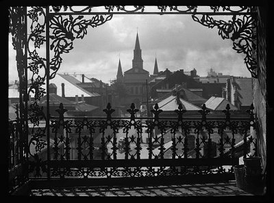 c. 1922 - View thru a balcony