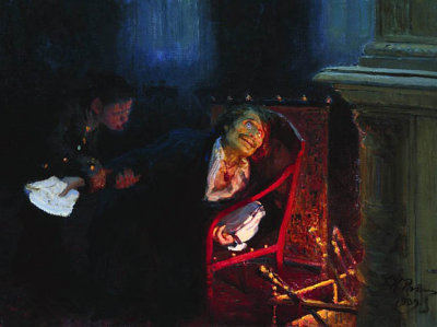 1909 - Gogol burning the manuscript of the second part of Dead Souls