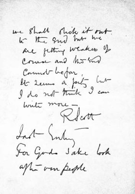 Last page of Robert Scott's diary