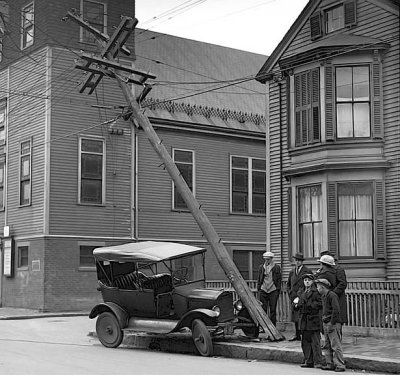 c. 1920 - Car vs. telephone pole