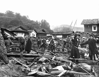 1896 - Damage from the Sanriku earthquake and tsunami