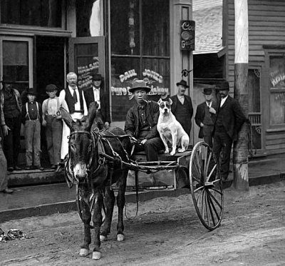 c. 1885 - Chan Gow with his dog outside a saloon