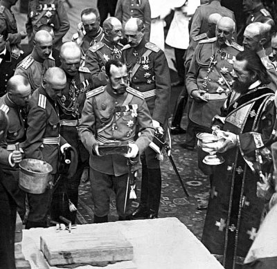 27 May 1914 - Nicholas with foundation stone