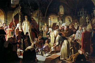 1881 - Old believer priest disputing matters of faith with the patriarch