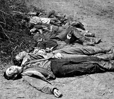 May 20, 1864 - Dead Confederate soldiers gathered for burial 