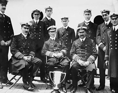 May 1912 - Captain Rostron and the Under Officers of the Carpathia