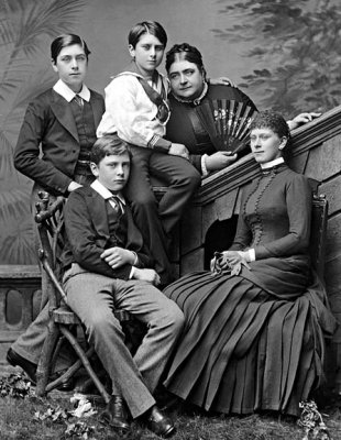 1884 - Mary of Teck with her mother and brothers
