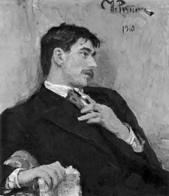 1910 - Portrait of writer Korney Chukovsky (in black and white)