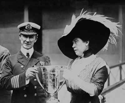 29 May 1912 - Margaret Brown presents Captain Rostron with a silver cup