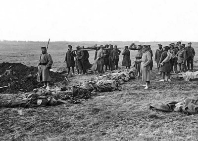 British prisoners burying British and German dead