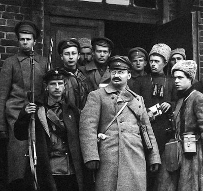 c. 1919 - Leon Trotsky with Red Army soldiers