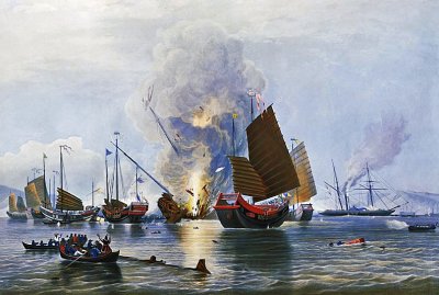 7 January 1841 - East India Company destroying Chinese war junks