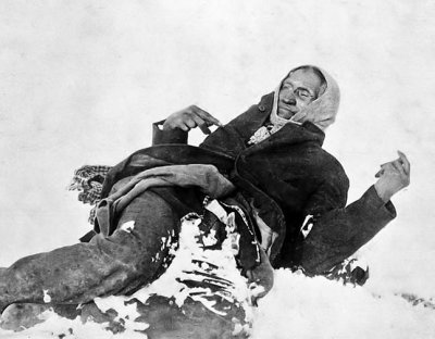 January 1, 1891 - Lakota chief Spotted Elk (aka Bigfoot) lies dead in the snow