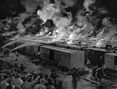 July 6, 1893 - Freight cars burning