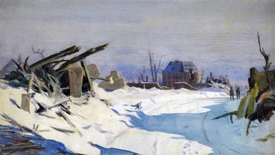 Snow-Covered Ruins on the Western Front
