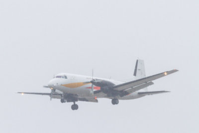 Air Creebec cargo plane coming to land at Moosonee HS-748 C-FLIY