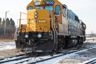 GP38-2 1800 derailed in Moosonee.