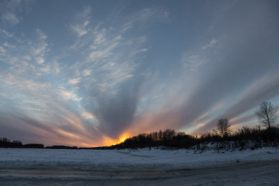 Looking up the river around sunset.