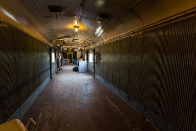 Interior of almost empty baggage car 413.