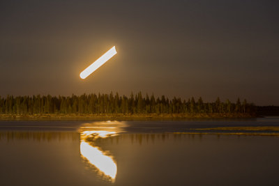 2014 June 20 rising moon reflected in the river